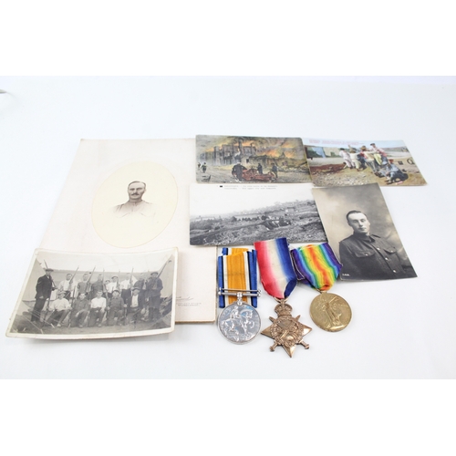 456 - WW1 1914-15 Star Trio & Original Photos 22181 Pte J. Nicholson Border Regt