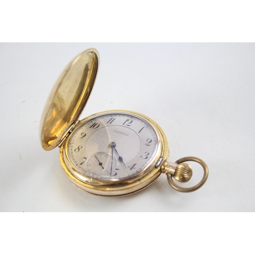 490 - Vintage Graziosa Rolled Gold Full Hunter Pocket Watch Hand-Wind WATCH RUNS