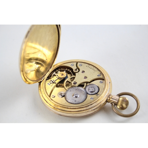 490 - Vintage Graziosa Rolled Gold Full Hunter Pocket Watch Hand-Wind WATCH RUNS