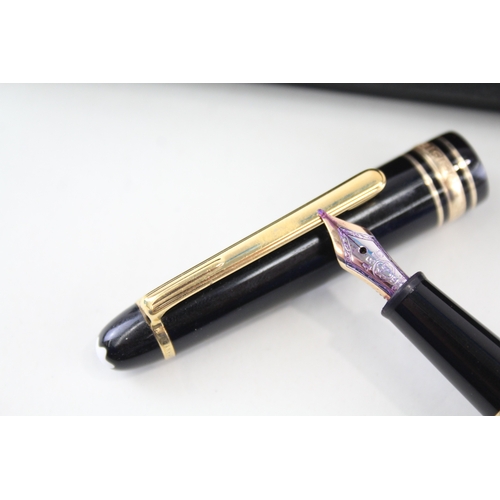 504 - Montblanc Meisterstuck Black Resin Fountain Pen w/ 14ct White Gold Nib WRITING