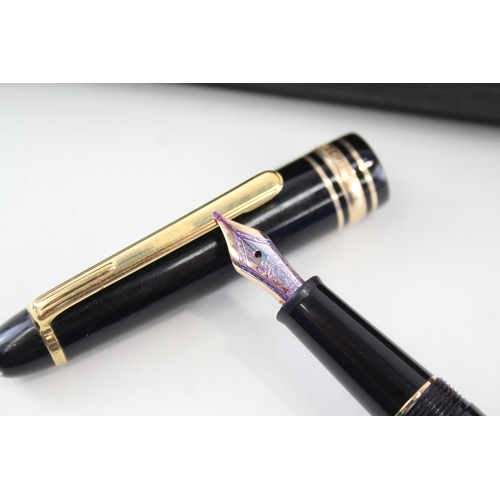 504 - Montblanc Meisterstuck Black Resin Fountain Pen w/ 14ct White Gold Nib WRITING