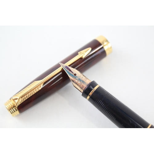 508 - Vintage Parker 75 Brown Lacquer Fountain Pen w/ 14ct Gold Nib WRITING