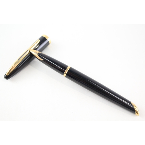 512 - Vintage Waterman Carene Black Lacquer Fountain Pen w/ 18ct Gold Nib WRITING