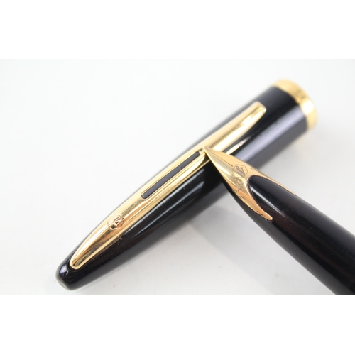 512 - Vintage Waterman Carene Black Lacquer Fountain Pen w/ 18ct Gold Nib WRITING