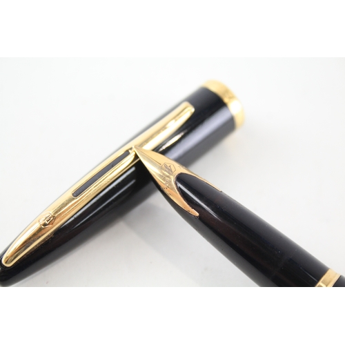 512 - Vintage Waterman Carene Black Lacquer Fountain Pen w/ 18ct Gold Nib WRITING