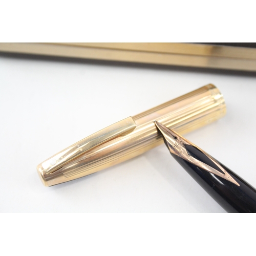 515 - Vintage Sheaffer Imperial Black Cased Fountain Pen w/ 14ct Gold Nib WRITING Box