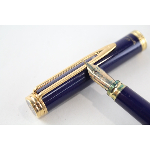 516 - Vintage Waterman Ideal Navy Lacquer Fountain Pen w/ 18ct Gold Nib WRITING