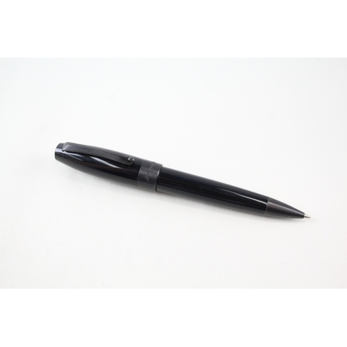 519 - Montegrappa Fortuna Black Restin & Gun Metal Detailed Ballpoint Pen Biro WRITING