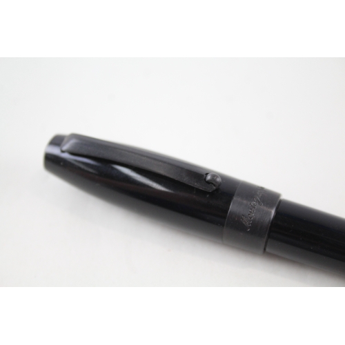 519 - Montegrappa Fortuna Black Restin & Gun Metal Detailed Ballpoint Pen Biro WRITING