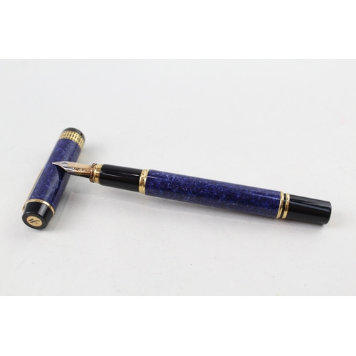 520 - Vintage Waterman Ideal Blue Lacquer Fountain Pen w/ 18ct Gold Nib Writing