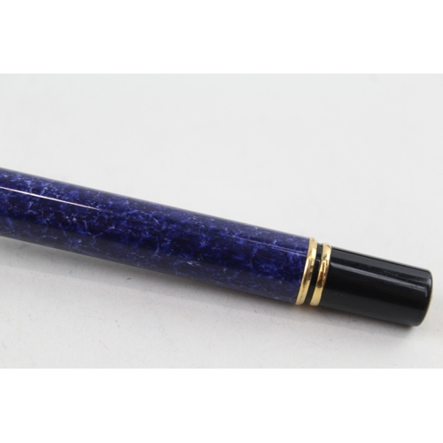 520 - Vintage Waterman Ideal Blue Lacquer Fountain Pen w/ 18ct Gold Nib Writing