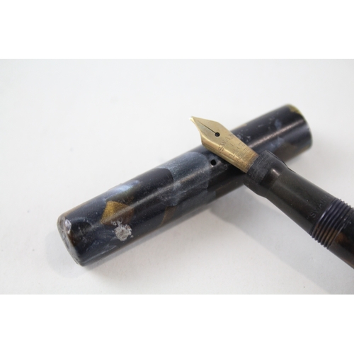 526 - Vintage Mabie Todd Swan Minor Navy Fountain Pen w/ 14ct Gold Nib WRITING