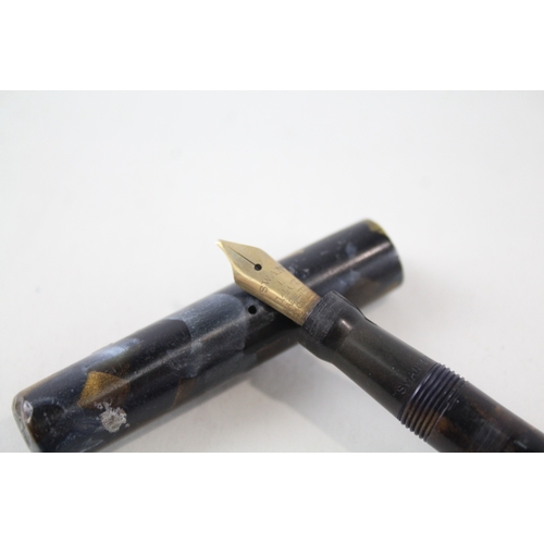 526 - Vintage Mabie Todd Swan Minor Navy Fountain Pen w/ 14ct Gold Nib WRITING