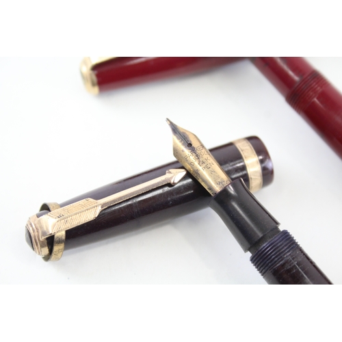 528 - 2 x Vintage Parker Duofold Fountain Pens w/ 14ct Gold Nibs WRITING Inc Maxima