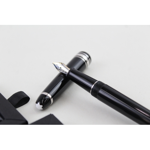 531 - Montblanc Meisterstuck Black Fountain Pen w/ 14ct White Gold Nib WRITING