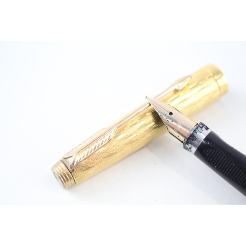 534 - Vintage Parker 75 Gold Plated Fountain Pen w/ 14ct Gold Nib WRITING