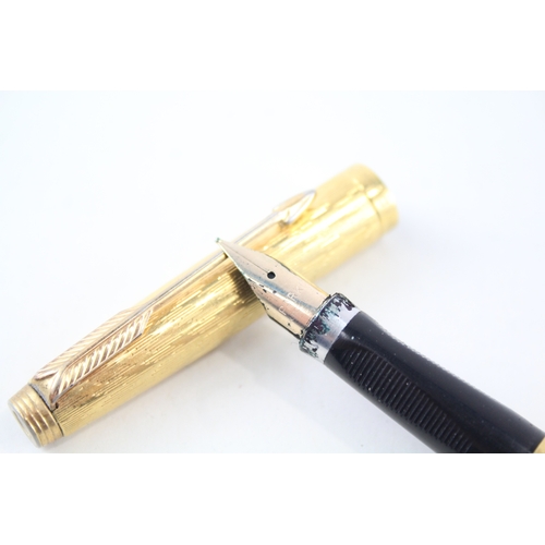 534 - Vintage Parker 75 Gold Plated Fountain Pen w/ 14ct Gold Nib WRITING