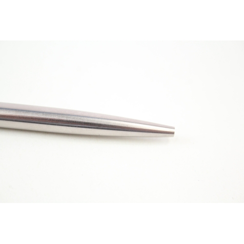 537 - DUNHILL Brushed Steel & Gold Plate Banding Ballpoint Pen / Biro