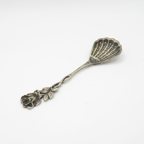 393 - Silver sugar sifter spoon and boxed silver spoon