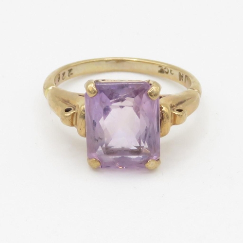 116 - 9ct gold amethyst dress ring (3.1g) Size I