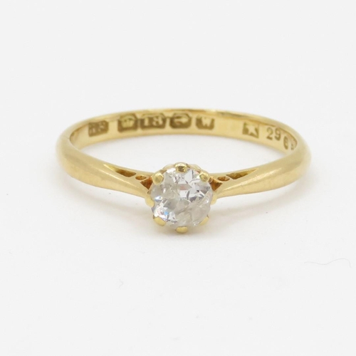 134 - 18ct gold diamond solitaire ring (1.9g) Size L