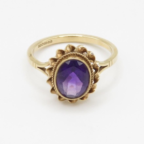 29 - 9ct gold vintage amethyst dress ring (2.8g) Size N 1/2