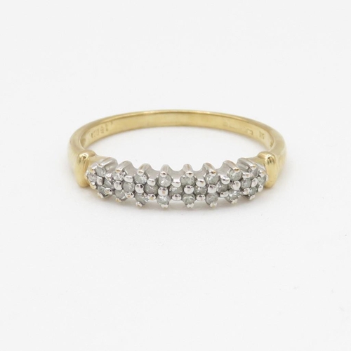 41 - 9ct gold diamond set multirow band ring (1.8g) Size P