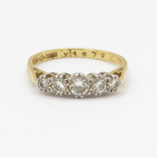 43 - 18ct gold vintage diamond set five stone eternity ring (3.2g) Size N