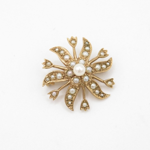 84 - 9ct gold antique pearl brooch (4.4g)