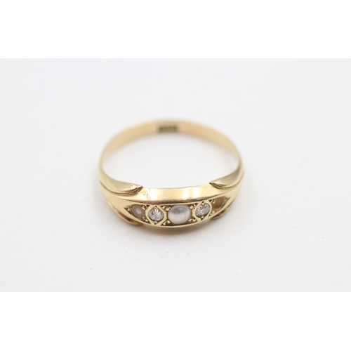 100 - 18ct gold antique diamond & split pearl five stone ring (2.9g) Size Q AS SEEN - STONE MISSING