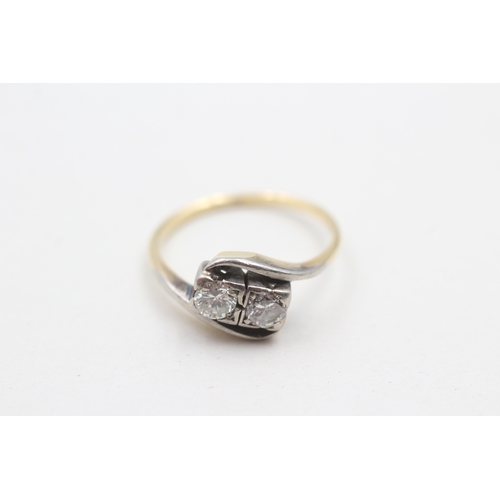 101 - 18ct gold diamond toi et moi ring (2.6g) Size L 1/2