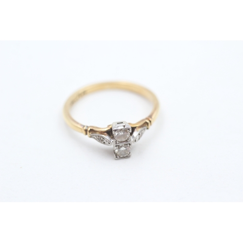 110 - 18ct gold diamond two stone ring (2.4g) Size K 1/2