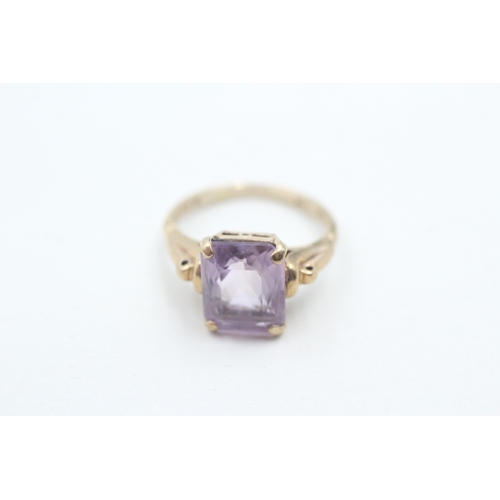 116 - 9ct gold amethyst dress ring (3.1g) Size I