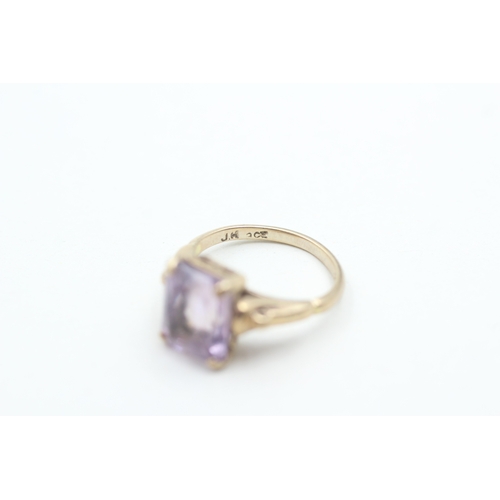 116 - 9ct gold amethyst dress ring (3.1g) Size I