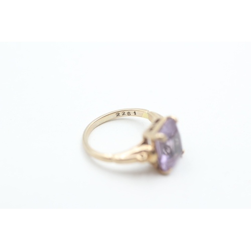 116 - 9ct gold amethyst dress ring (3.1g) Size I