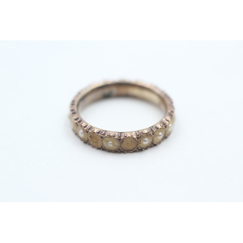 129 - 9ct gold antique split pearl set full eternity ring (3.1g)  AS SEEN - STONES MISSING Size L