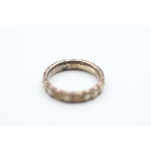 129 - 9ct gold antique split pearl set full eternity ring (3.1g)  AS SEEN - STONES MISSING Size L