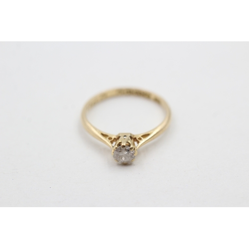 134 - 18ct gold diamond solitaire ring (1.9g) Size L