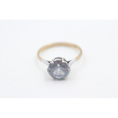 17 - 9ct gold and blue gemstone ring (2.3g) Size O