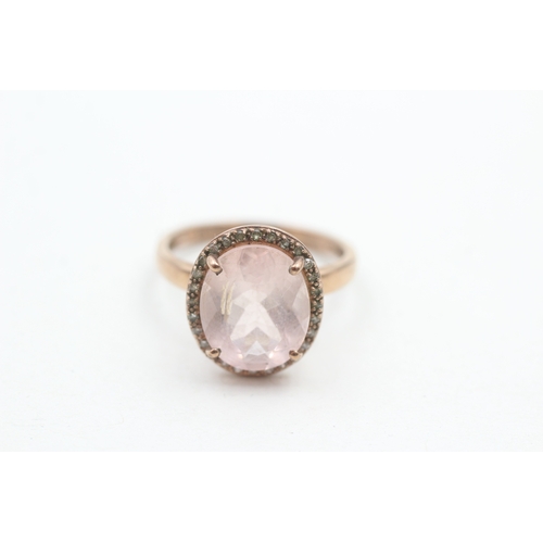 171 - 9ct gold morganite and diamond ring (3.1g) Size N