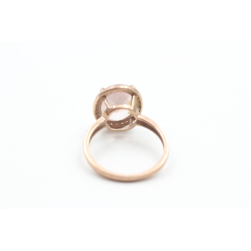 171 - 9ct gold morganite and diamond ring (3.1g) Size N