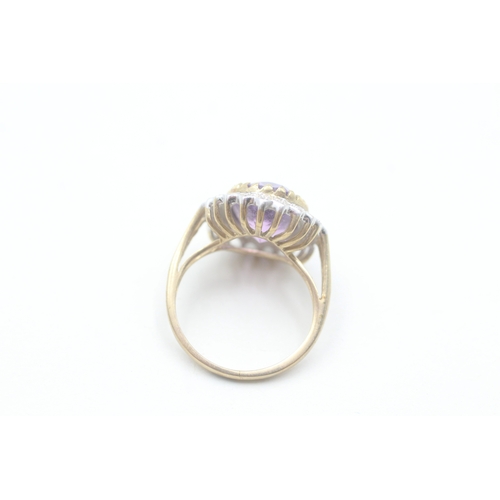 183 - 9ct gold amethyst & diamond cocktail ring (4.6g) Size M