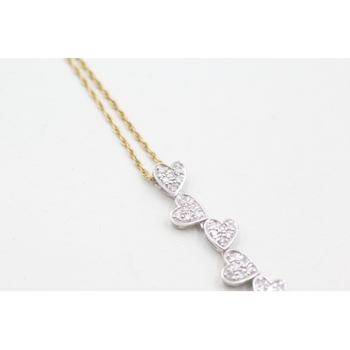 199 - 9ct gold diamond heart pendant on chain (1.9g)