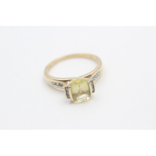 211 - 9ct gold heliodor and diamond ring (2.1g) Size N