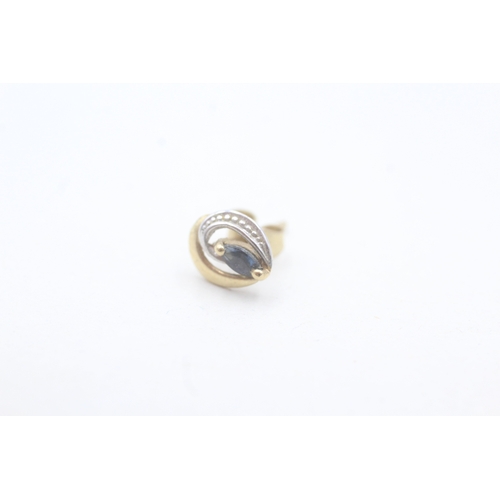 252 - 9ct gold sapphire & diamond stud earrings (1g)