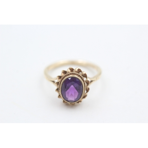 29 - 9ct gold vintage amethyst dress ring (2.8g) Size N 1/2