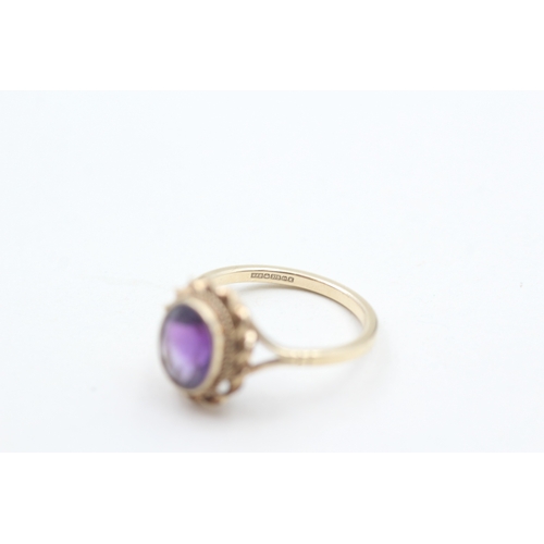 29 - 9ct gold vintage amethyst dress ring (2.8g) Size N 1/2