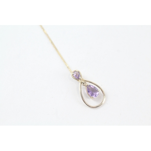 36 - 9ct gold amethyst set pendant necklace (1.2g)