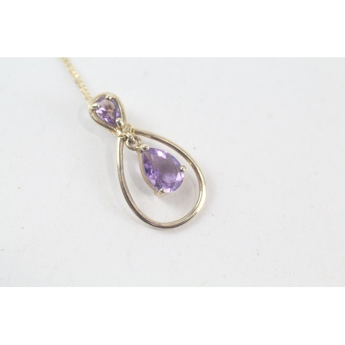 36 - 9ct gold amethyst set pendant necklace (1.2g)