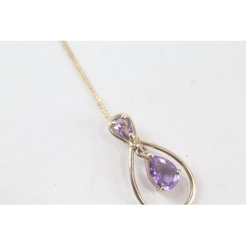 36 - 9ct gold amethyst set pendant necklace (1.2g)